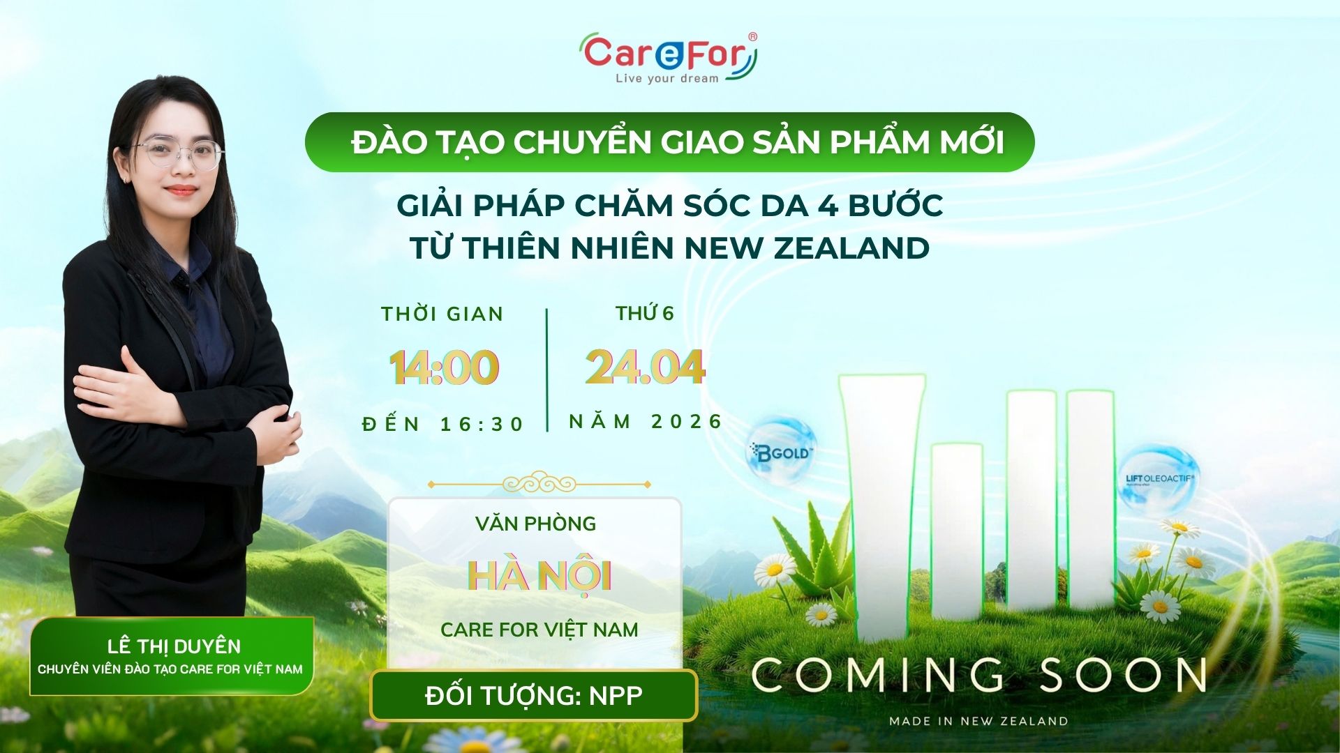 ĐÀO TẠO SẢN PHẨM MỚI - BỘ GIẢI PHÁP CHĂM SÓC DA TỪ NEW ZEALAND (ĐÀO TẠO ĐẠI TRÀ) _ HÀ NỘI _ 24/4